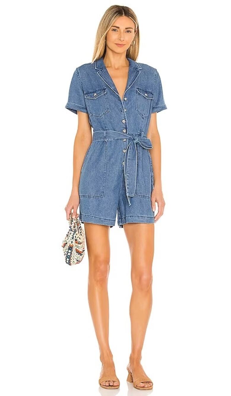 Rails Georgie Denim Romper One Piece Size Small Sorrento Blue Wash Belted